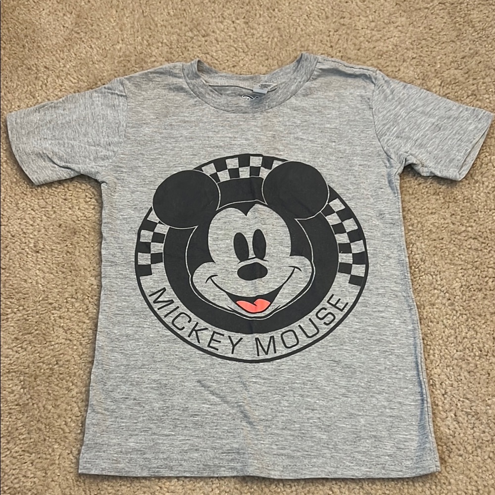 Disney Gray Short Sleeve Tees with Mickey Mouse Designs